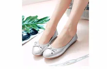 New Women Ballet Flats Genuine Leather neri Loafers Bling Silver Round Toe Glossy Women Flats Shoes Ballerina Flat Shoes Women