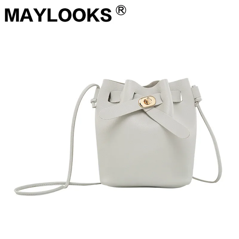 

2019 new women's shoulder bag fashion lock bucket bag Korean version of the small bag M-AS815
