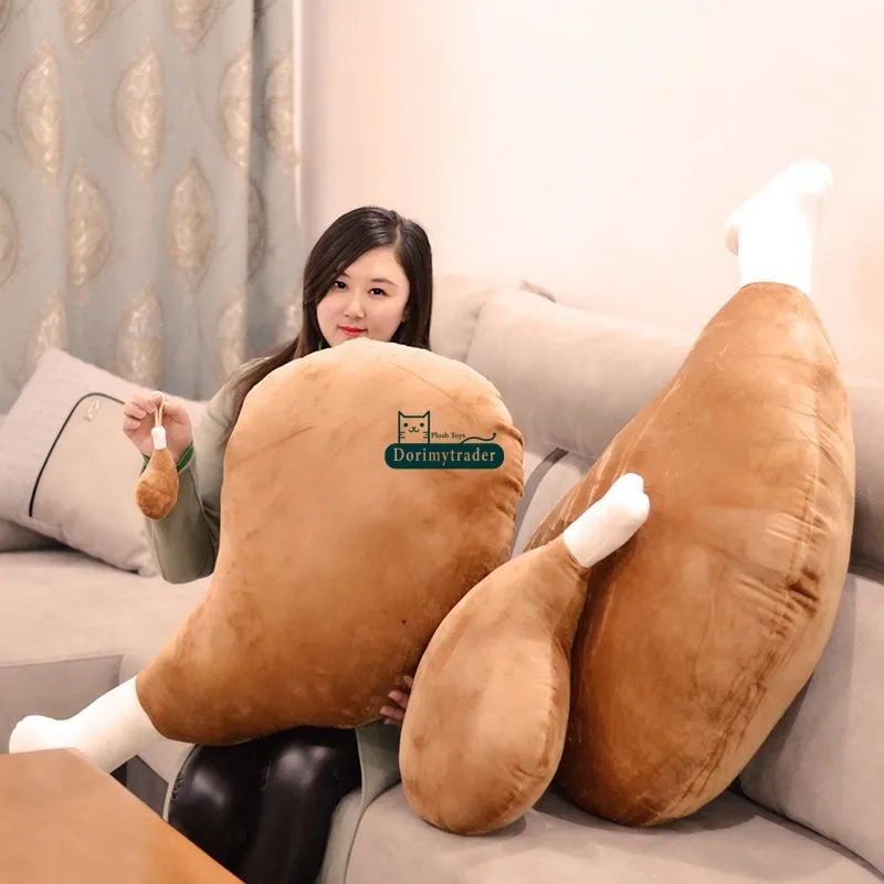 Dorimytrader New Fashion 110cm Giant Cute Soft Cartoon Drumstick Plush Pillow 43'' Big Stuffed Anime Chicken Leg Cushion Toy Gift DY60240(10)
