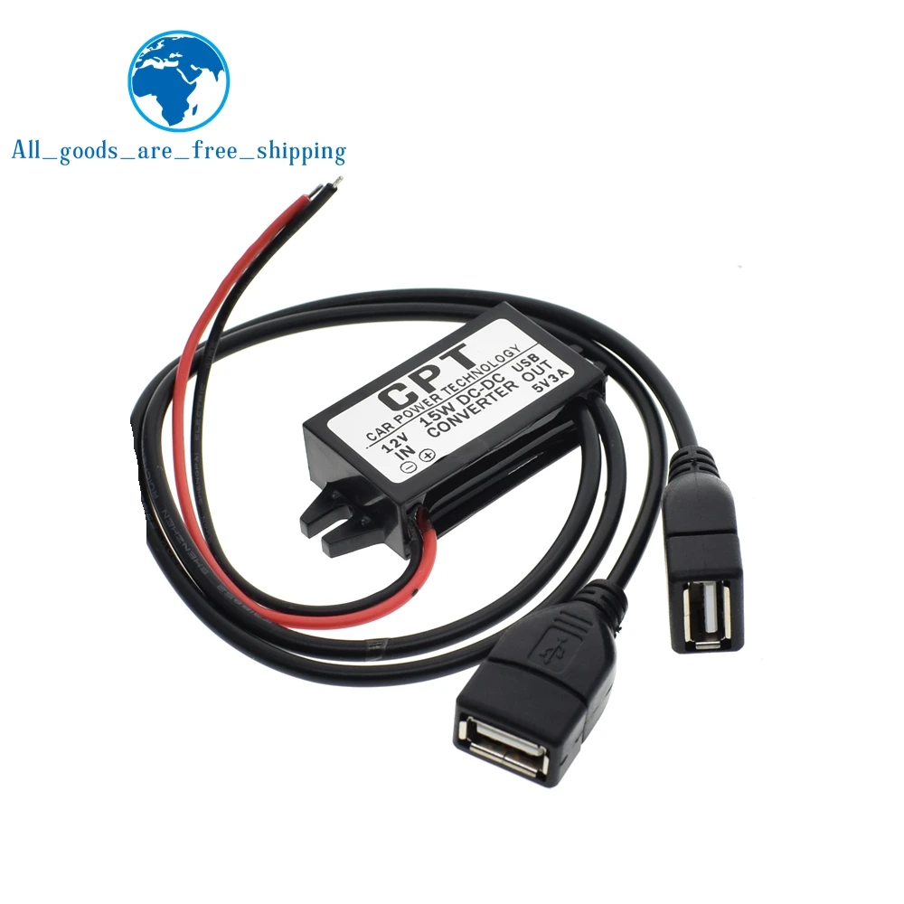 

TZT Micro USB 12V to 5V 3A 15W DC-DC Car Power Converter Module Step Down Power Output Adapter Low Heat Auto Protection