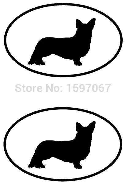 2 Cardigan Welsh Corgi Dog Breed Oval Sticker For Car