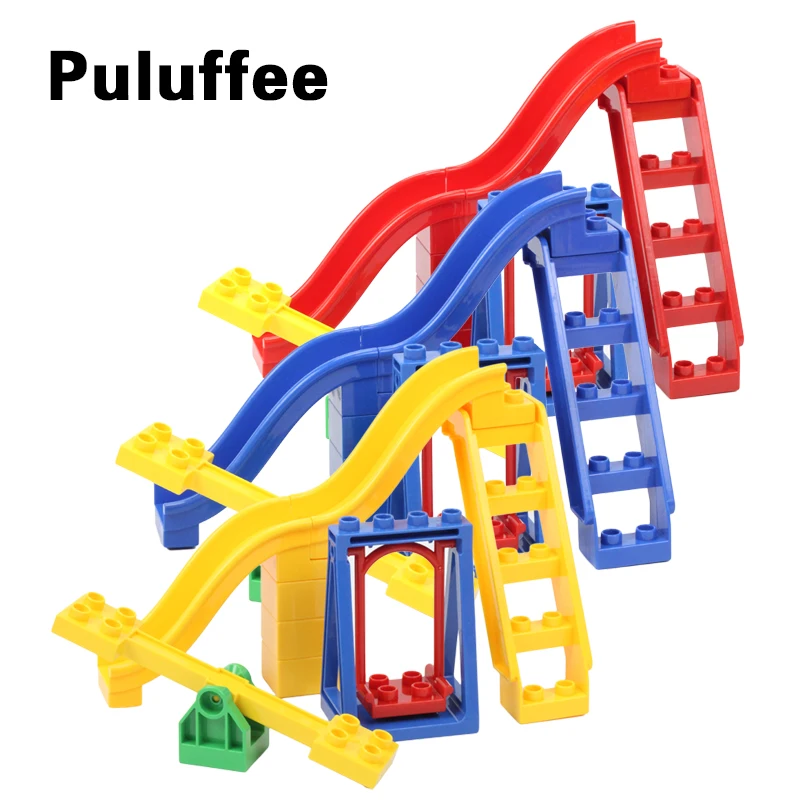 

Amusement Park Big Building Blocks Slide Seesaw Stairs Swing Assemble Brick set Compatible with Duplo DIY Toys Brinquedos