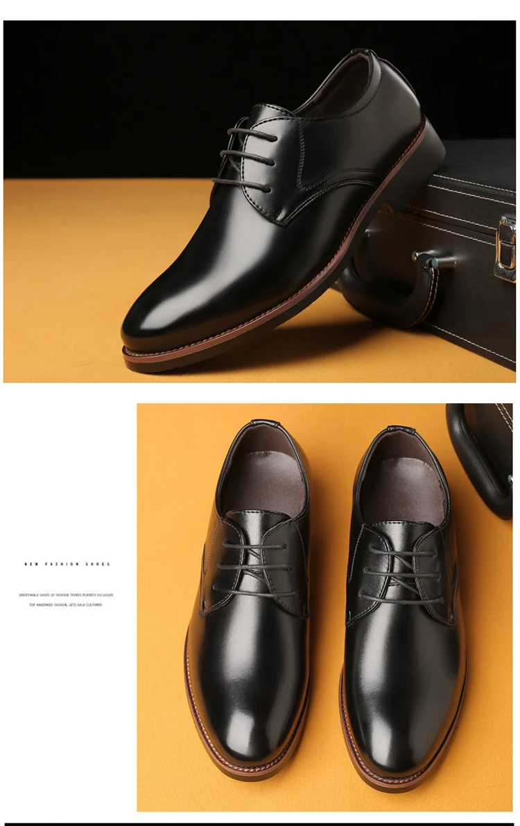 Мужские кожаные туфли; коллекция года; мужские деловые модельные туфли; однотонные деловые туфли на шнуровке; цвет черный, коричневый; Прямая поставка