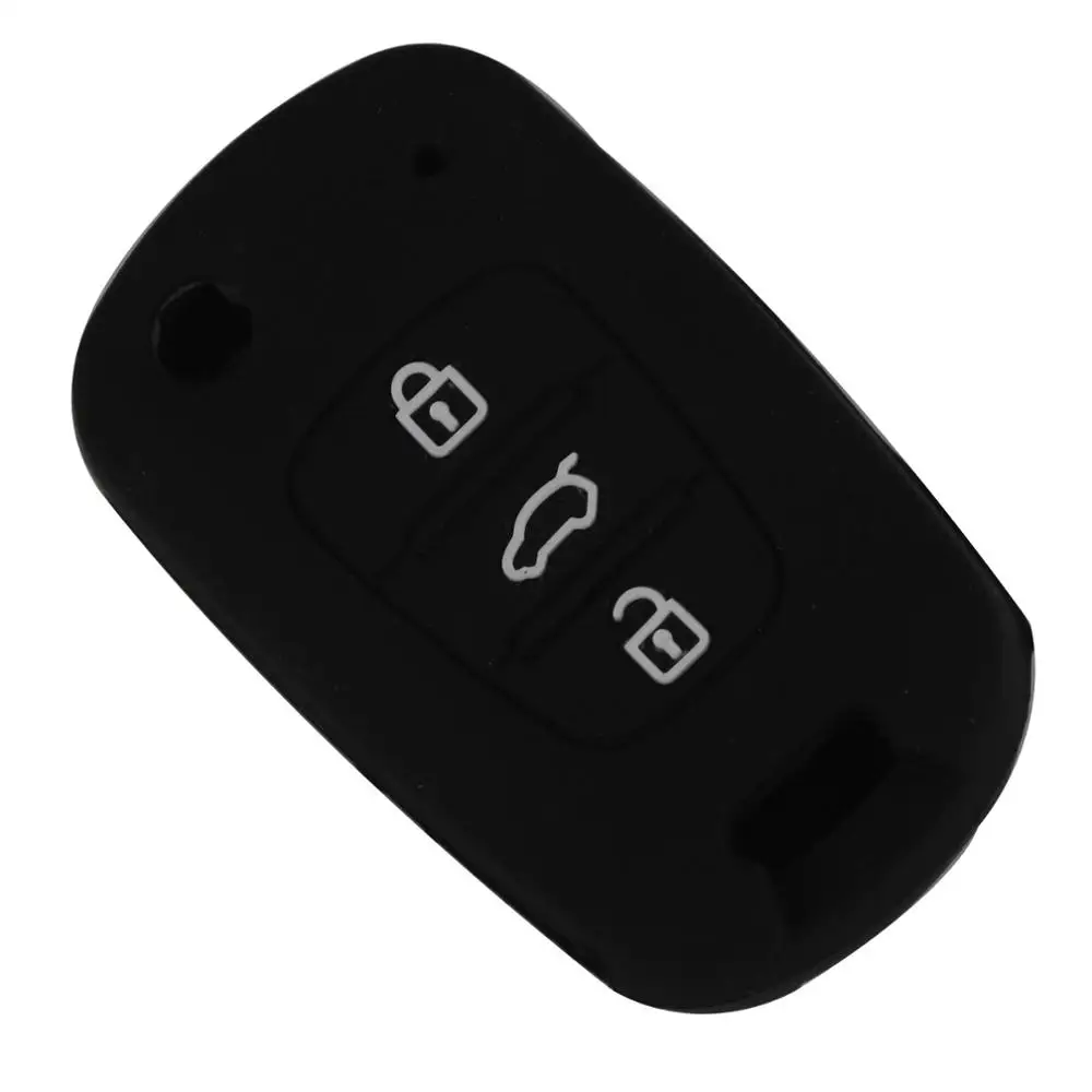 Jingyuqin 10 шт., 4 цвета, силиконовый чехол для ключей автомобиля, чехол для HYUNDAI i30 Verna Veloster для KIA K2 K5 Picanto Rio Sportage - Название цвета: black