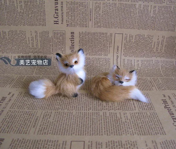 

simulation fox toy model handicraft,plastic& fur,mini brown fox ,prop, home decoration toy Xmas gift w5899