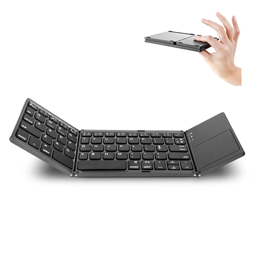 

Portable Tri-folding Wireless Bluetooth Keyboard with Touchpad for iPad IOS/Android/Windows Tablet Laptop