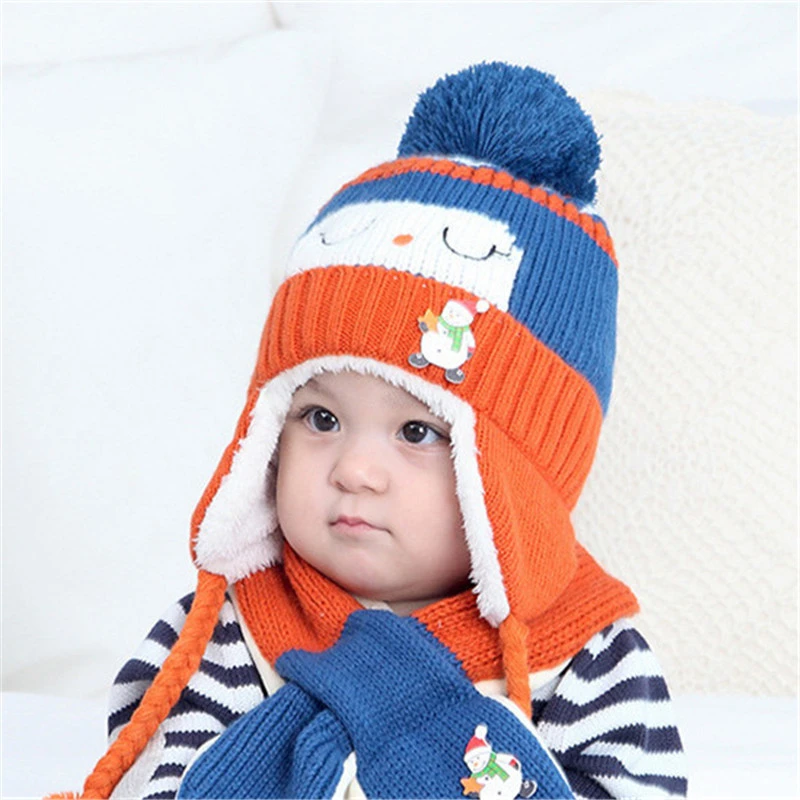 Chapeau De Bebe Tricote En Coton Pour Filles Et Garcons Mignon Grosse Boule De Cheveux Echarpe Bonnet Pour Enfants Accessoire 2 Pieces Ensemble Aliexpress