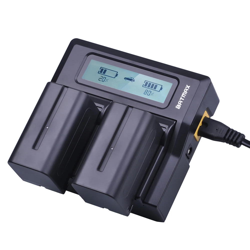 Bateria + Lcd Duplo para Sony Batmax F750 np F770 Rápido Carregador F970 F960 Ccd-tr917 Ccd-tr940 2pc 5200mah Np-f750 Np-f770 - Image 5