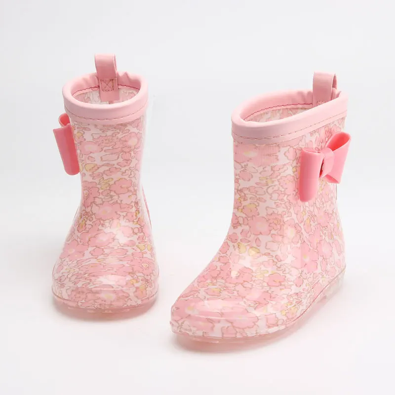 Детские резиновые сапоги японская детская непромокаемая обувь Нескользящая непромокаемая обувь с кристаллами детская водонепроницаемая обувь с рисунком - Цвет: 2