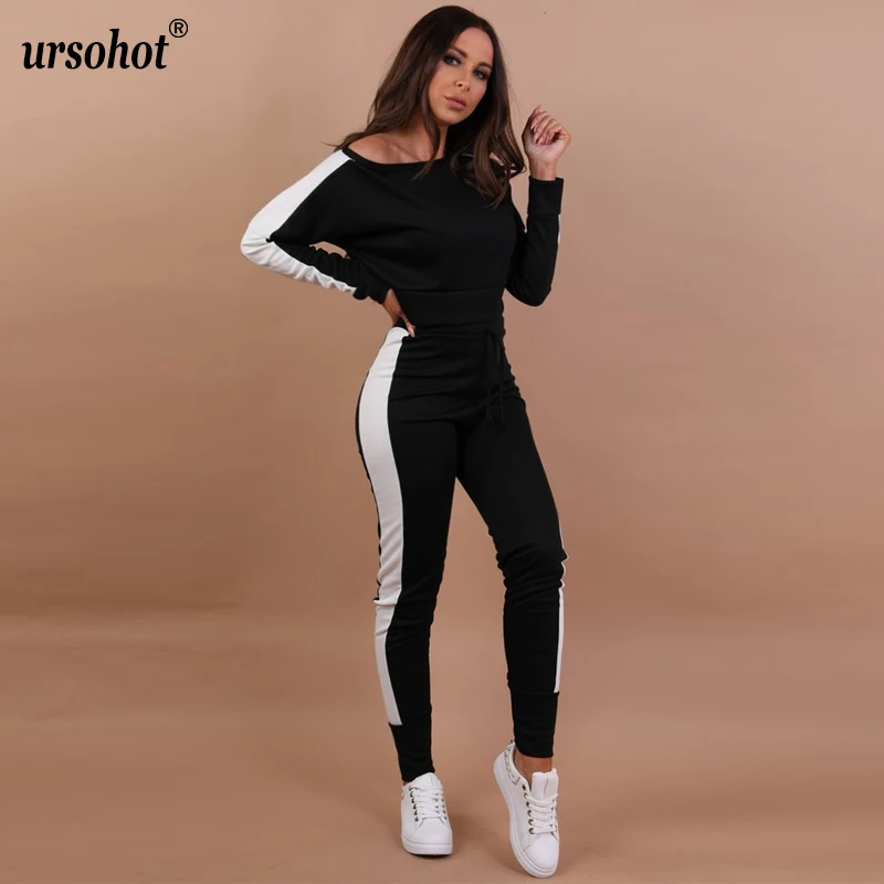 Ursohot/Повседневный укороченный топ с длинными рукавами и леггинсы эластичной