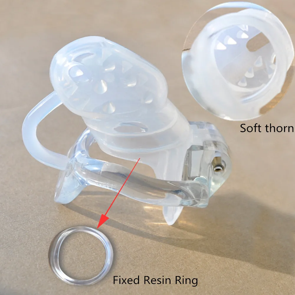 

Male Silicone Chastity Cage With fixed Resin Ring Soft Thorn Cock Ring Gay Penis Sleeve Barbed Chastity Device Sex Toys For Men