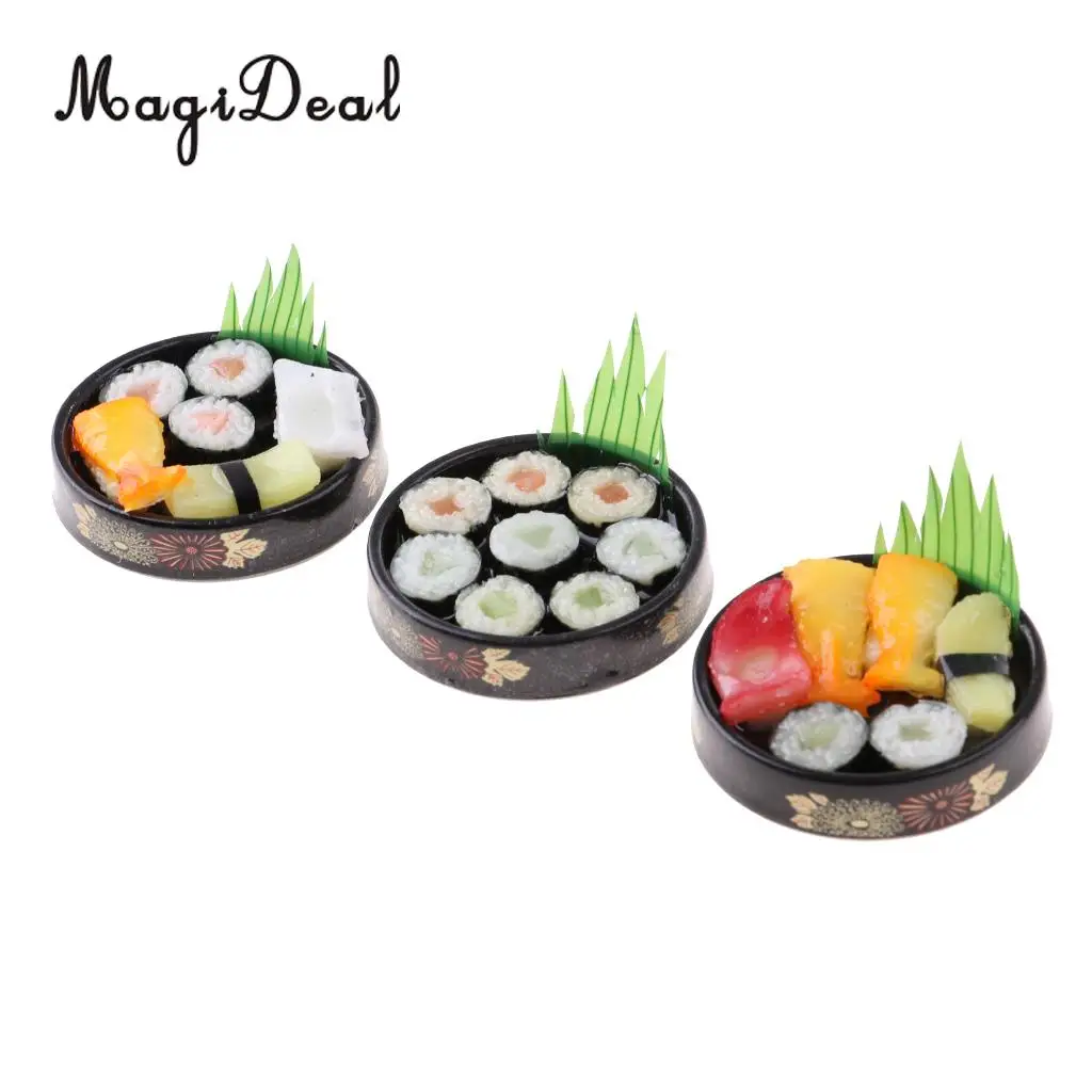1:6 1:12 Scale Dollhouse Miniature Kitchen Finning Table Decoration Accessories Japanese Food Sushi Model