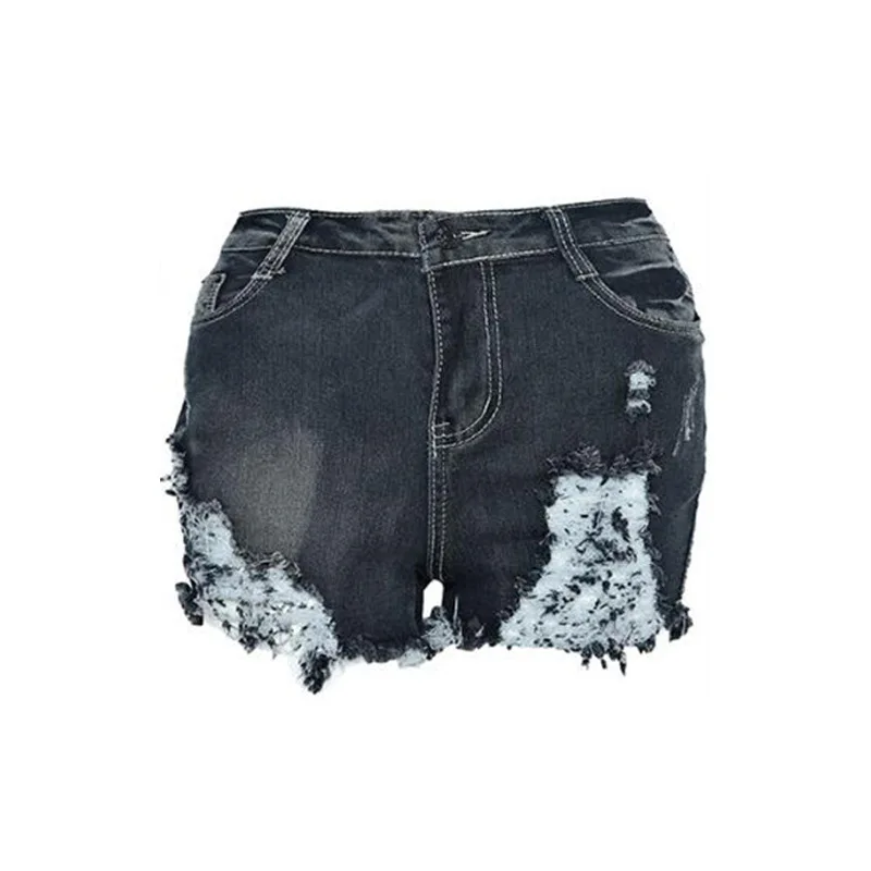 

Vintage ripped hole fringe denim shorts women Casual pocket jeans shorts 2019 summer girl hot shorts