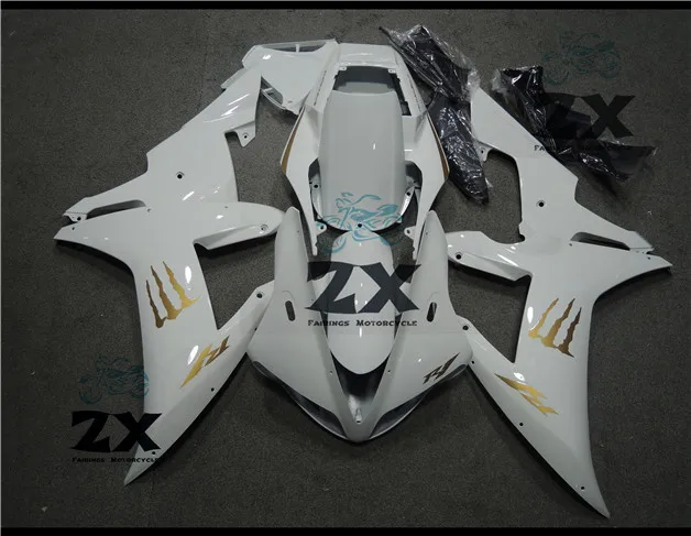 

Complete Fairings For YAMAHA YZF R1 2002 2003 Plastic Kit Injection Motorcycle Fairings white and stickers