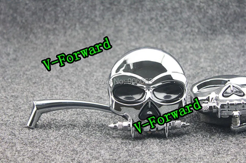 

Chrome Custom Motorcycle  Skull face  Mirrors For Harley Davidson Road Glide  Chrome Custom Ultra