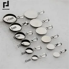 10 шт. Нержавеющая сталь кулон настройки застежками кабошоны базовые рамка Лотки пустой подходит 6/8/10/12/14/16/18/20 мм кабошоны Камея "сделай сам"