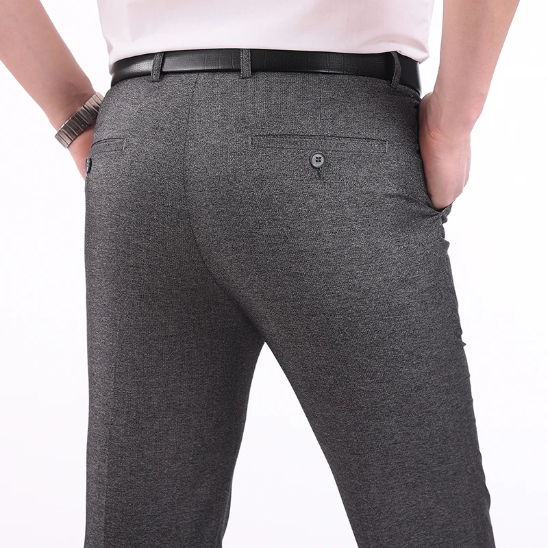 Летние прямые свободные мужские брюки среднего возраста модные повседневные мужские брюки размер 30-40, черные и серые мужские брюки