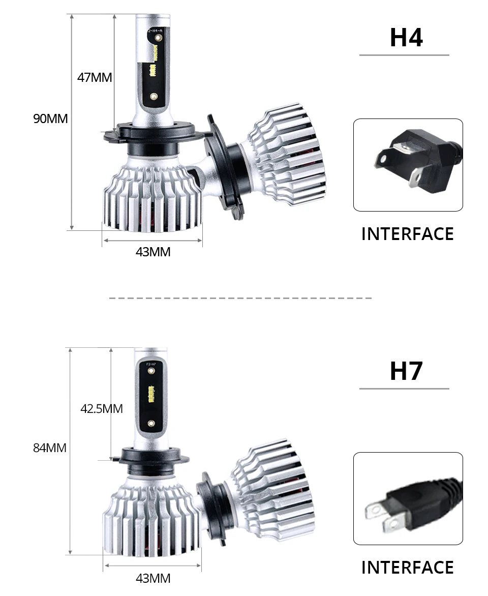 ATcomm H7 светодиодный автомобильный мини-лампа для фары 12 V 6500 K белый 8000lm ZES 24 V автомодели H4 фаре ампулы светодиодный Voiture для машине мото