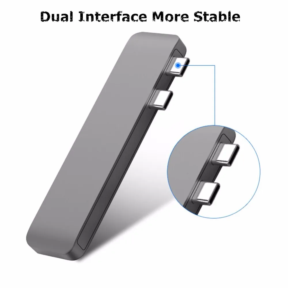 Алюминиевый концентратор Thunderbolt 3 usb type-C с многопортовым адаптером для Macbook Pro /-2 USB 3,0, SD/Micro SD кардридер