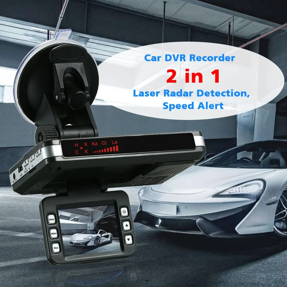 2 in 1 720P Car DVR Anti Radar Detector Dash Cam Radar Speed Detector w/G-Sensor 