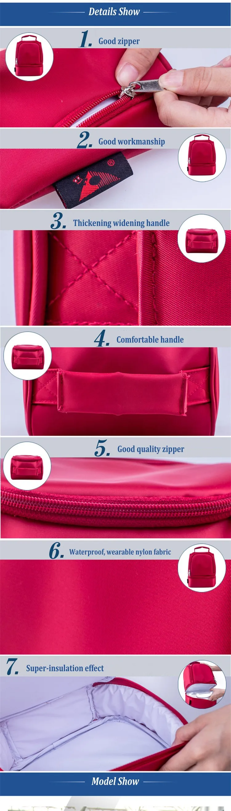náilon almoço saco vermelho almoço sacos tote