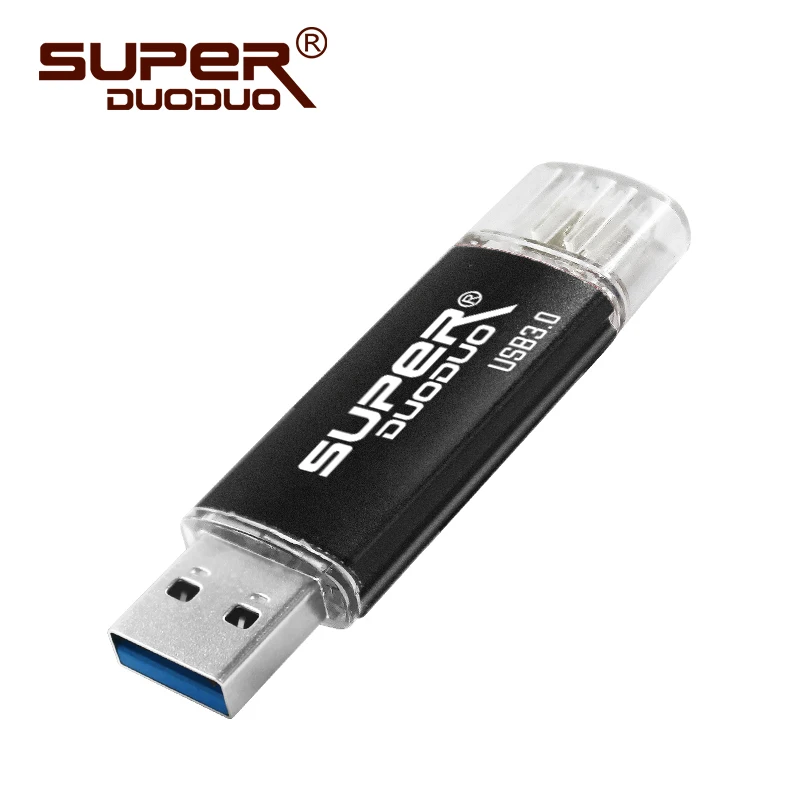 Розничная посылка OTG USB флеш-накопитель usb 3,0 флеш-накопитель 16 ГБ 32 ГБ 64 Гб 128 ГБ флеш-накопитель для телефона/планшета/ПК высокоскоростная карта памяти - Цвет: black