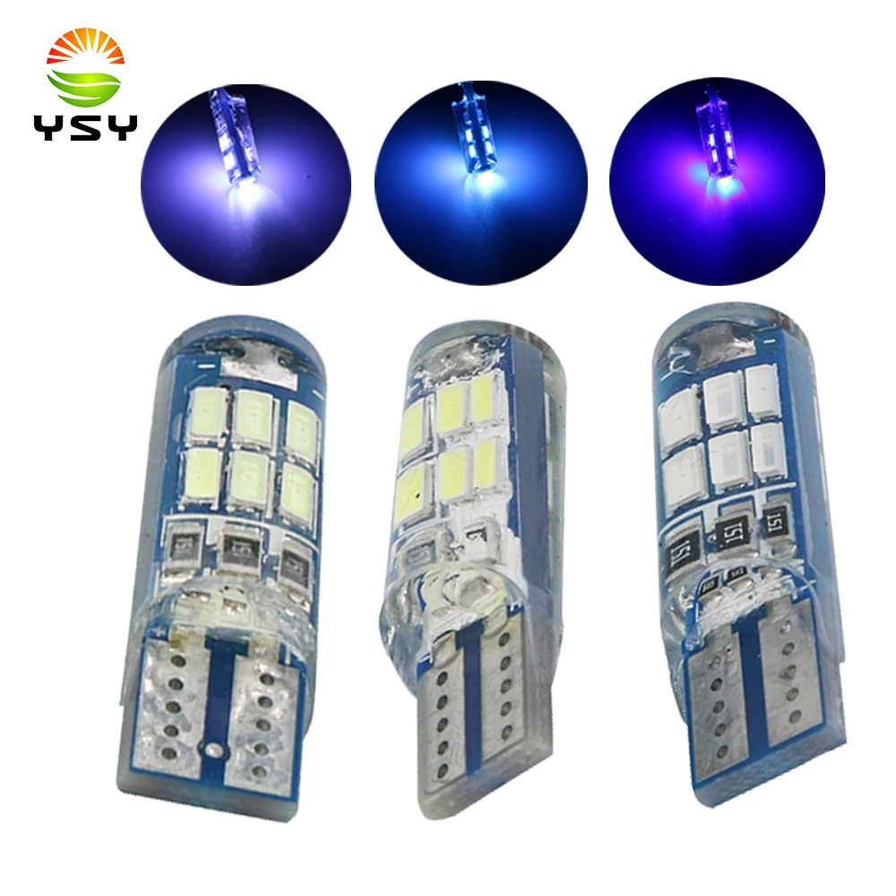 YSY 200 шт. Автомобильные LED T10 W5W led 194 168 15SMD 4014 белый синий лед силиконовый