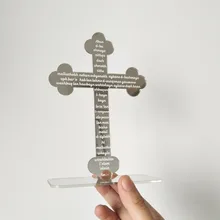Изготовленный на заказ акриловый крест гравировка зеркало, персонализированная молитва Выгравированная надпись крест, акриловый крест зеркало