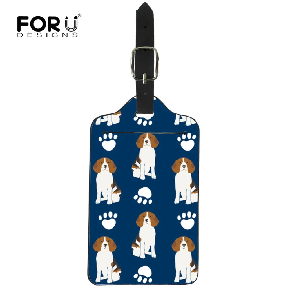 

FORUDESIGNS Beagles Pet Dog Printing Leather Luggage Tags Suitcase ID Address Holder Baggage Boarding Fashion Travel Accessories