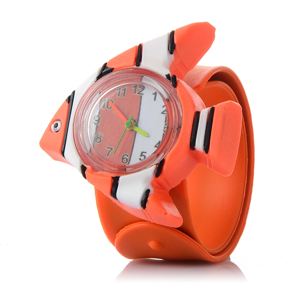 Детские часы Relogio Infantil, детские часы с 3D изображением животных, резиновые кварцевые детские часы для девочек и мальчиков, милые часы Reloj Relogio Montre - Цвет: Fish