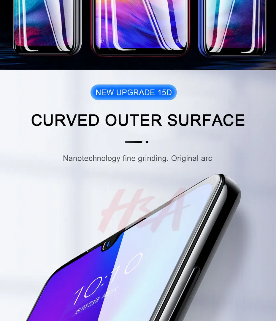 15D изогнутое полное покрытие из закаленного стекла для Xiaomi Redmi Note 5 6 7 Pro Защитное стекло для экрана 5 5A 4X 6A стекло