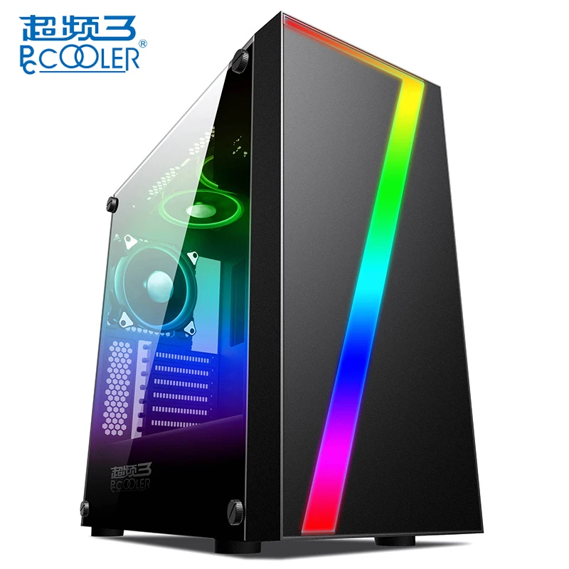 

PCCOOLER GAME-1 Desktop Gaming Water Cooling Case with HDD/SSD Hard Disk Stent / RGB Color Display Control 0Water Liquid-Cooling