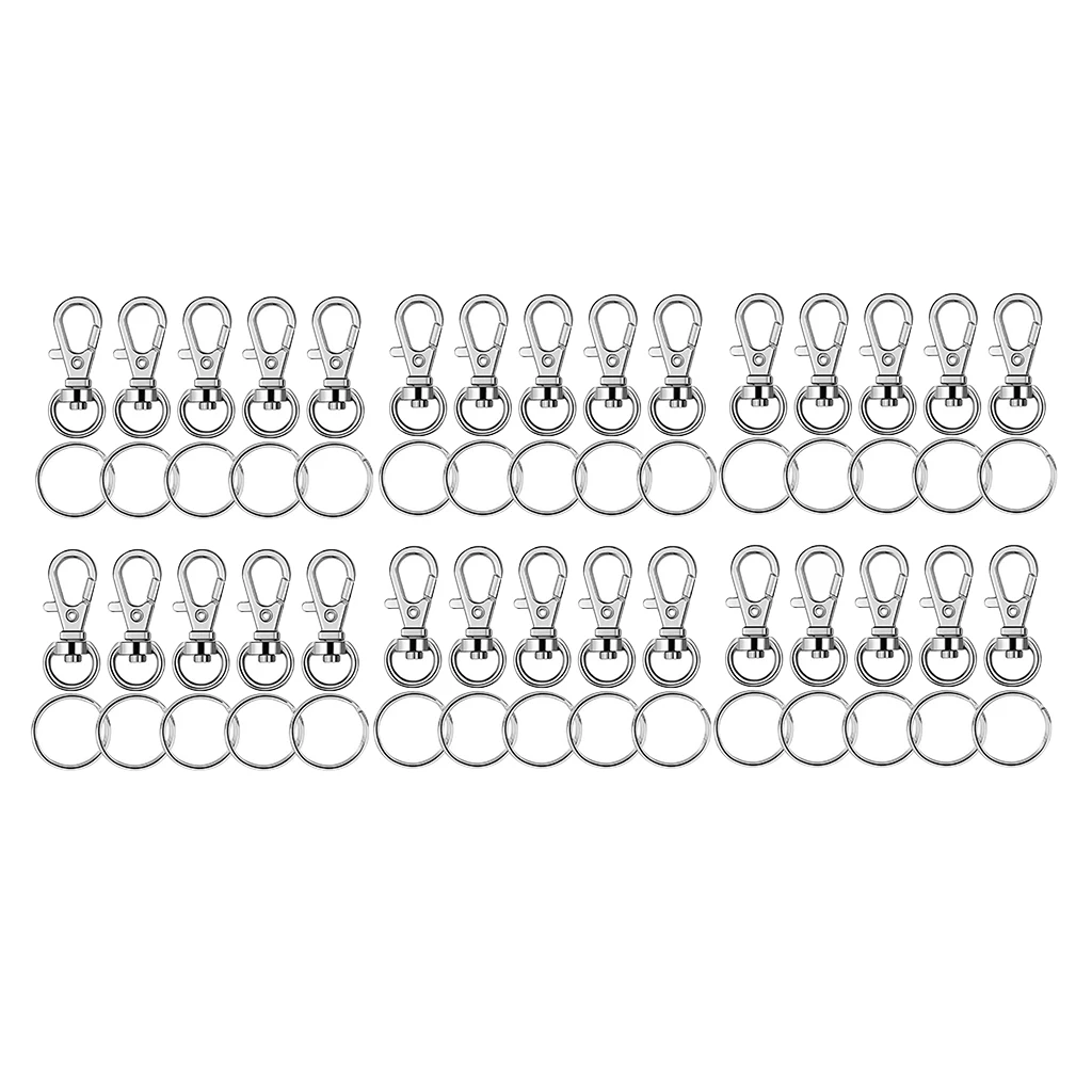 50 Sets Silver Plated Metal Swivel Lobster Clasps Lanyard Snap Hook Clasp Clip Jewelry Findings Clasps for DIY Key Rings Crafts