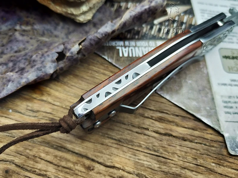 LCM66 дамасский складной нож ручной работы кованый нож охотничий нож 60HRC Палисандр Ручка с портативным ножом Инструменты острый открытый