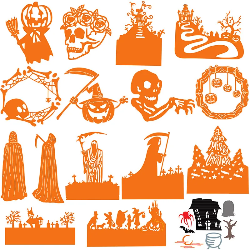 

Pumpkin Skull Grim Reaper Halloween Series dies Metal Cutting Dies for Scrapbooking and Cards Making Paper Craft Dies New 2019
