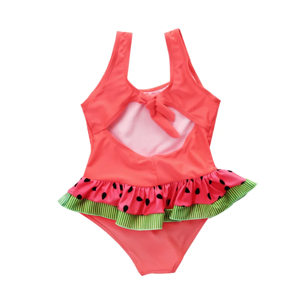 Летний купальный костюм с оборками и арбузом для девочек, модная пляжная одежда для детей, милый купальный костюм с фруктами для девочек YZ19046