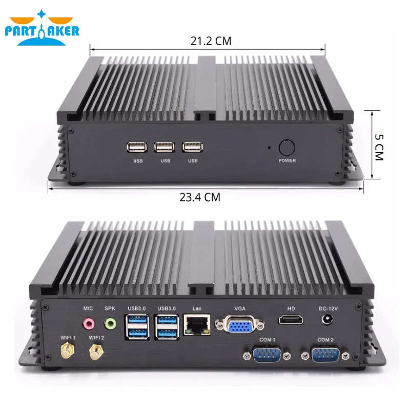 2 COM Industrial Rugged Mini PC Server with Intel Core i3 4010u 5005u i5 4200u i7 3