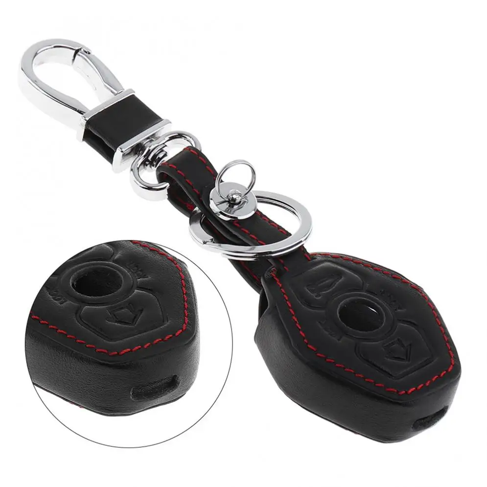

4 Buttons Hand Sewed Leather Car Key Cover Protector Holder with Hanging Buckle for BMW E38 E39 E46 E60/61 E63/64 E83 E85/86