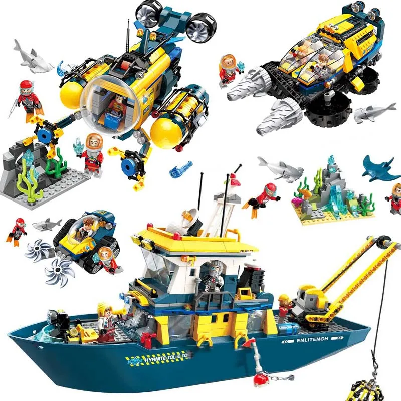 

Up to 401pcs Urban series Marine Science Submarine Adventure Building Blocks Toy for Children Christmas gifts compatible legoing