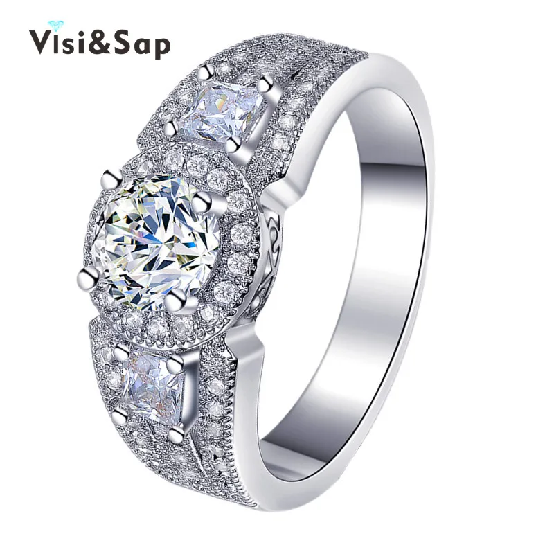 

Eleple White Gold color Wedding Rings For Women Luxury finger bague fashion Jewelry ring AAA Cubic zirconia Dropshipper VSR174