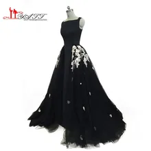 Longue Robe De Soirée 2017 Vestidos de Noche Árabe Con Desmontable Falda Larga de Encaje Negro Apliques de Noche Formal de Baile Vestido MN117