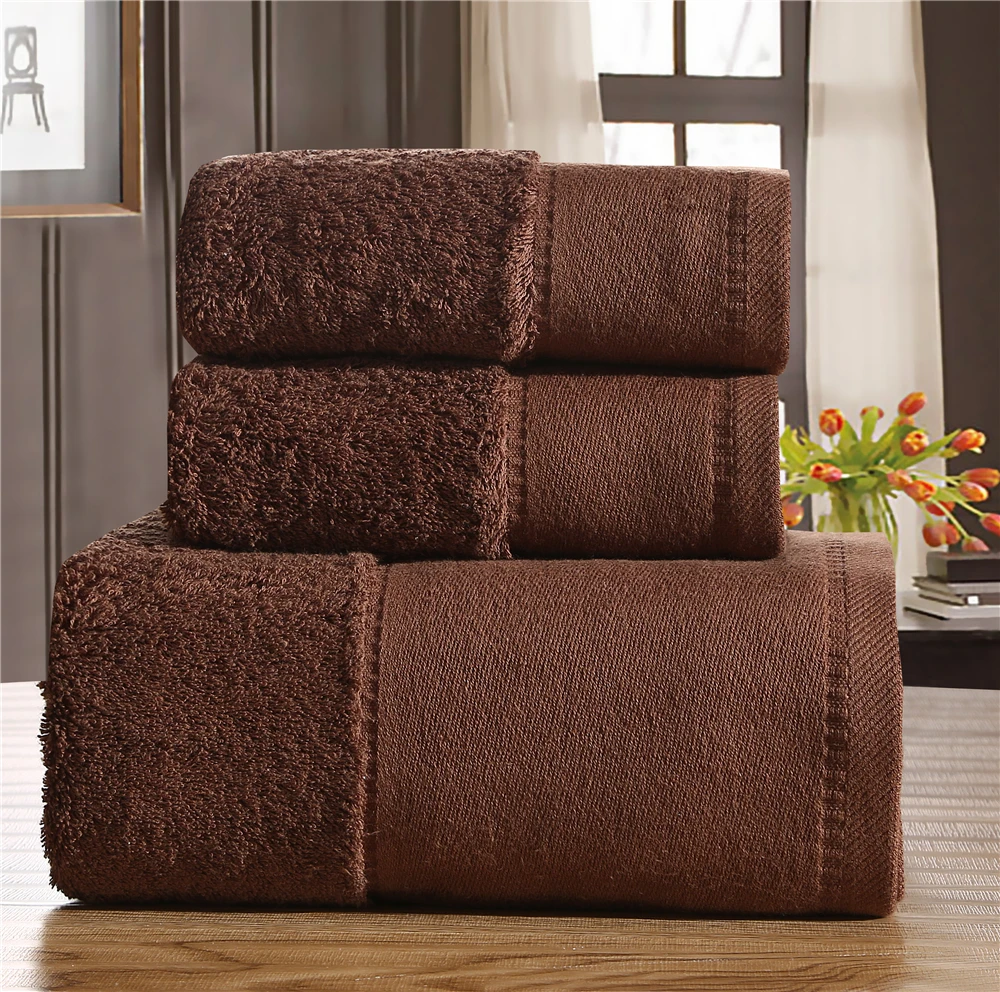 

3-Pieces Cotton Towel Set Solid Color Luxury Bath Towel Face Towel Hand Towel For Adults High Absorbent toalha de banho
