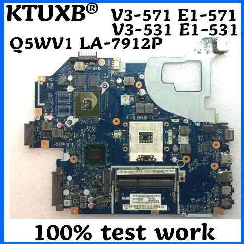 KTUXB Q5WV1 LA-7912P материнская плата для ноутбука ACER V3-571 E1-571 V3-531 E1-531 ноутбук материнская плата PGA989 HM77 DDR3 тесты OK