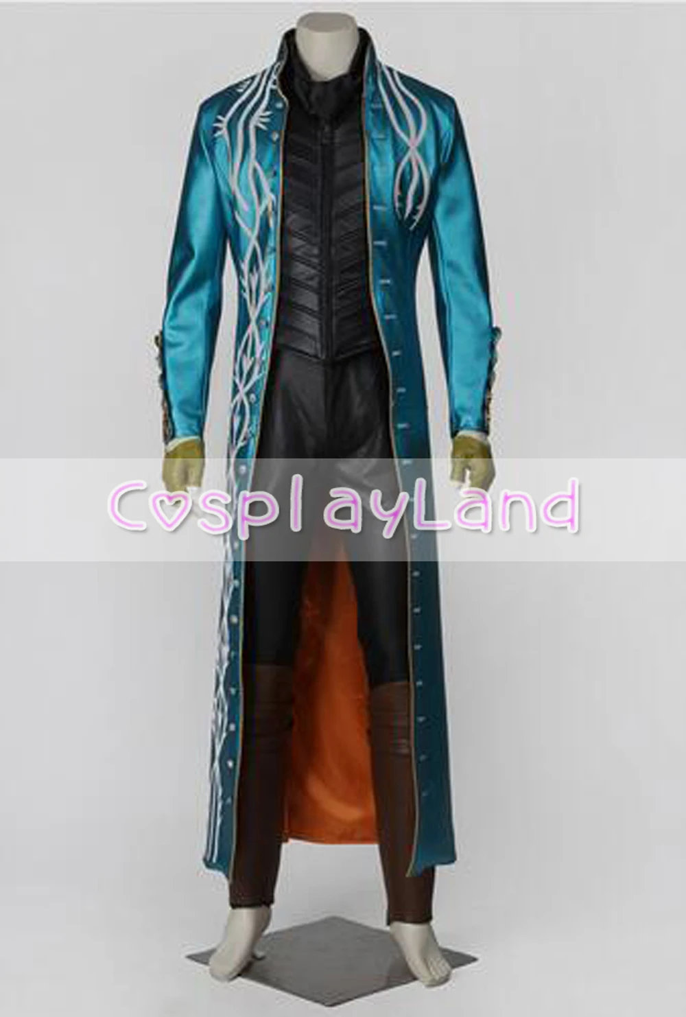Devil May Cry 3 Vergil Cosplay Costume Leather Outfit Custom Made Halloween lot 