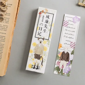 

30 Pcs/Set Cartoon Mr William's Diar Paper Bookmark Book Holder Message Card Kawaii Gift Stationery