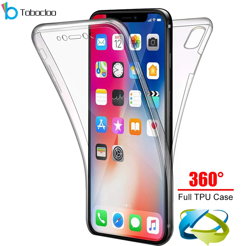 

Front + Back Silicone Transparent TPU Full Case For iPhone 7 8Plus 8 6 6s Plus X XS Max XR 5 5s SE Soft TPU 360 Degree Cover
