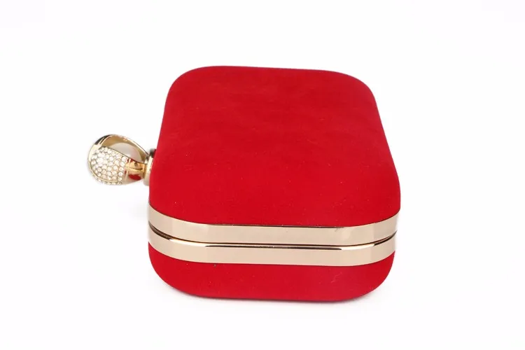 Luxy Moon Small Pure Red Velvet Clutch Box Bag Side View