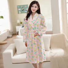 Сгущают свежие с длинными рукавами халаты для женщин осень халаты Платье Нежный Лист женские халаты ecological Organic хлопок