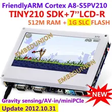 FriendlyARM S5PV210 Cortex A8 Development Board , TINY210 SDK+7inch Resistance Touch Screen,512MRAM +1G SLC Flash, Android4.0