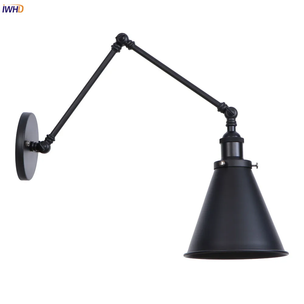 

IWHD Retro Edison LED Wall Lights Fixtures Stair Bathroom Mirror Light Loft Industrial Swing Long Arm Wall Lamp Sconce Vintage